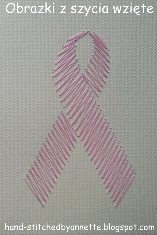 Obrazki z szycia wzięte - na podstawie wzoru ze stitchingcards.com #RóżowaWstążeczka #HaftMatematyczny #ObrazkiZSzyciaWzięte