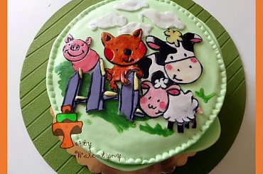 Tort farma ze zwierzątkami #farma #kot #krowa #owca #świnka #tort #TortUrodzinowy #TortyKraków #TortyWalentynki #zwierzęta