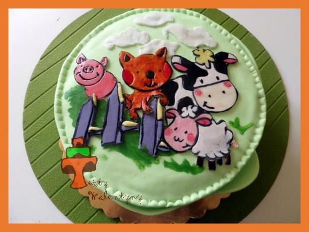 Tort farma ze zwierzątkami #farma #kot #krowa #owca #świnka #tort #TortUrodzinowy #TortyKraków #TortyWalentynki #zwierzęta