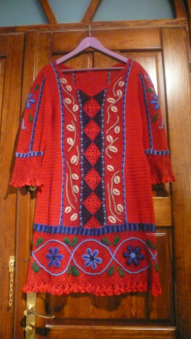sukienka w stylu peruwiańskim #SukienkaNaSzydełku #SukienkaZKordonka