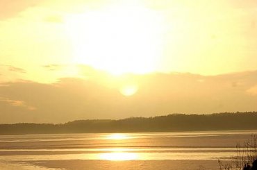 #jezioro #ZachódSłońca #słońce #chmury #zima