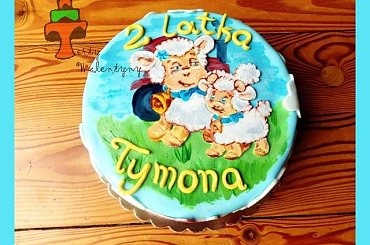 Tort ze zwierzątkami #baranek #chmury #farma #kot #kotek #owieczki #tort #TortyKraków #TortyWalentynki #traktor #zwierzątka